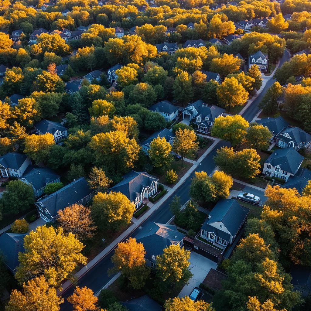 Aerial view of a Sandy Springs neighborhood served by A&D HVAC